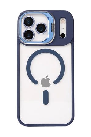 Mey İthalat® iPhone 17 Pro Max Remim Lensli Magsafe Standlı Kapak - Lacivert