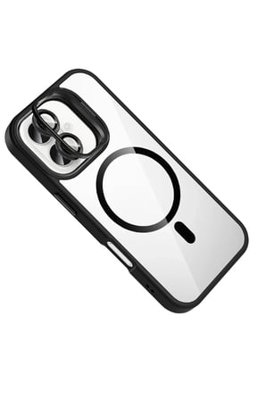 Mey İthalat® iPhone 16 Plus Remim Lensli Magsafe Standlı Kapak - Siyah