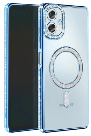 Mey İthalat® Samsung Galaxy A07 4G Joke Simli Magneticsafe Kılıf - Mavi