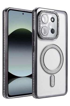 Mey İthalat® Redmi 15C 4G Joke Simli Magneticsafe Kılıf - Siyah