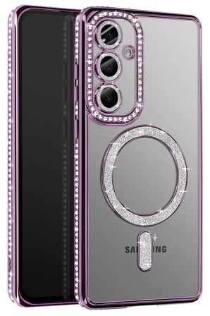 Mey İthalat® Samsung Galaxy S26 Plus Joke Simli Magneticsafe Kılıf - Derin Mor