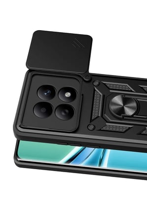 Mey İthalat® Redmi Note 15 4G Pars Lens Yüzüklü Silikon - Siyah