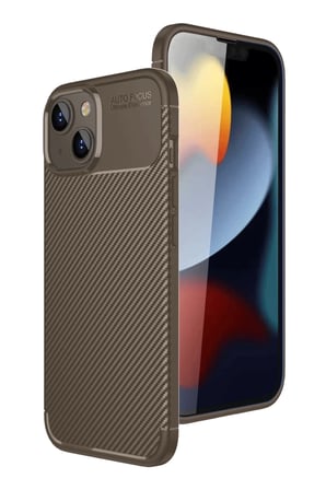 Mey İthalat® iPhone 15 Kılıf Auto Focus Karbon Kapak - Kahverengi