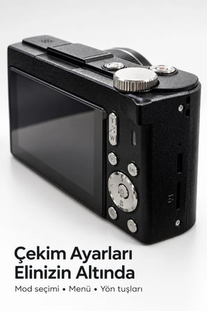 Mey İthalat® Katlanabilir Ekranlı 4K Vlog Kamerası Otomatik Odaklamalı Dijital Fotoğraf Makinesi