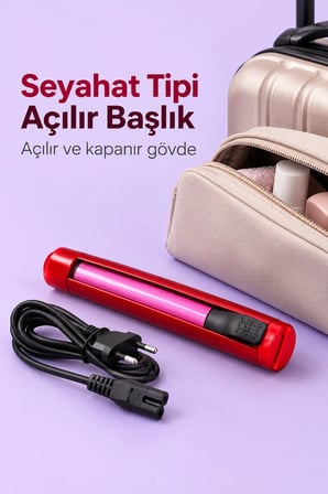 Mey İthalat® Bukle ve Düzleştirme Özellikli Seyahat Tipi Kablolu Saç Maşası