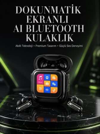 Mey İthalat® Akıllı Dokunmatik Kontrol AI Özellikli Bluetooth Kulaklık
