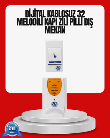 Mey İthalat® Kolay Kullanımlı Kablosuz Kapı Zili Şık ve Sade Tasarım