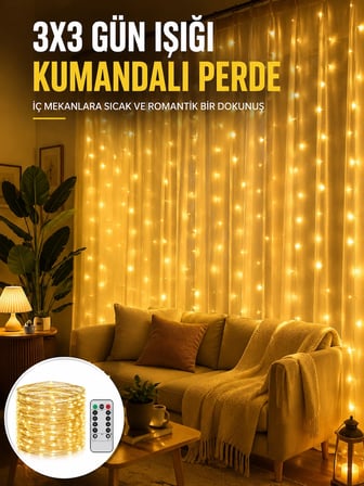 Mey İthalat® Zaman Ayarlı 8 Modlu Günışığı Perde Led Işık USB Çalışma Yeni Nesil