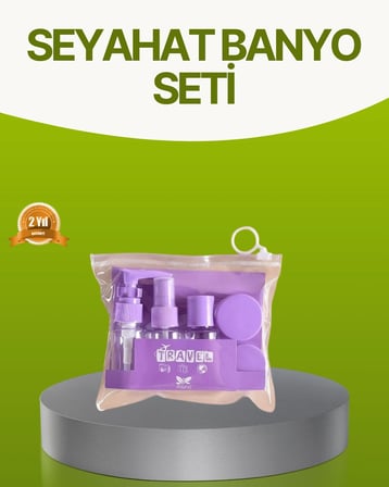 Mey İthalat® Seyahat Banyo Seti 5 Parça Şeffaf Taşıma Çantalı 30 ml