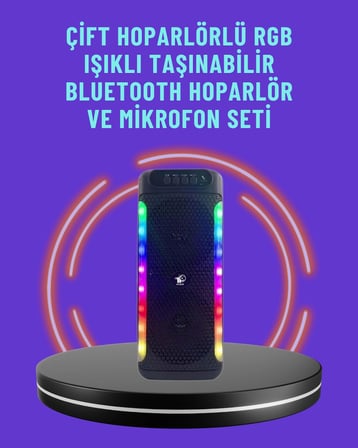 Mey İthalat® Ev ve Dış Mekan Kullanımına Uygun RGB Işıklı Hoparlör