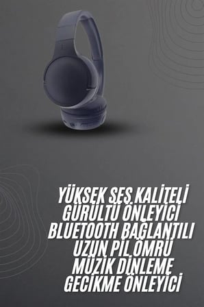 Mey İthalat® Kablosuz Bluetooth Kulaklık Kulak Üstü Ayarlanabilir Uzun Ömürlü