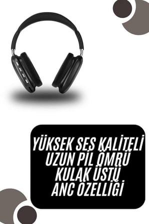 Mey İthalat® Kulak Üstü Kablosuz Bluetooth Kulaklık Yumuşak Süngerli SD Kart Girişli