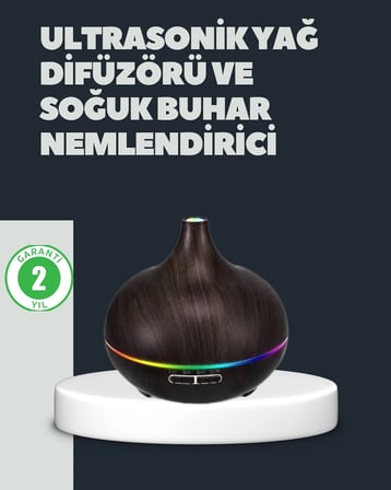 Mey İthalat® 550ML Ultrasonik Hava Nemlendirici ve Aromaterapi Difüzörü