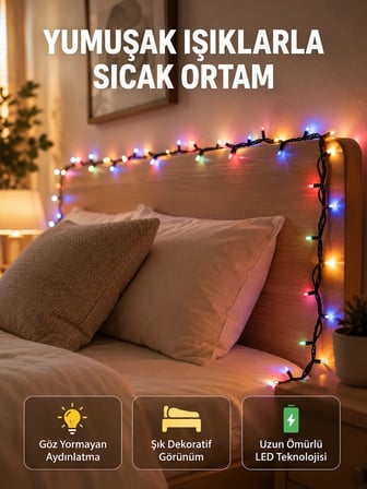 Mey İthalat® Enerji Tasarruflu Şeffaf Kablo 5 m 50 LED Dekor Işık Yeni Nesil