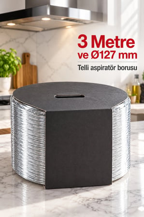 Mey İthalat® Telli Aspiratör Borusu 3 Metre 127 mm Çap