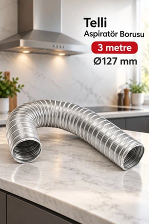 Mey İthalat® Telli Aspiratör Borusu 3 Metre 127 mm Çap