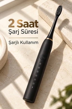 Mey İthalat® Siyah Elektrikli Diş Fırçası IPX7 Suya Dayanıklı