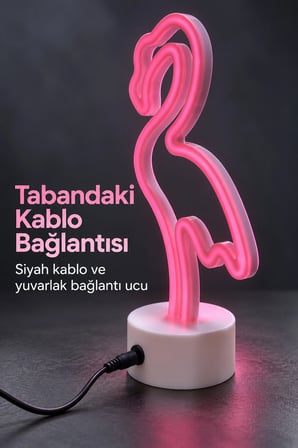 Mey İthalat® Flamingo LED Lamba USB Kablolu Beyaz Gövdeli