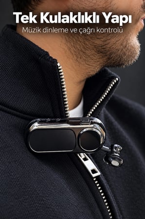 Mey İthalat® Yaka Klipsli Makaralı Bluetooth Tek Kulaklık