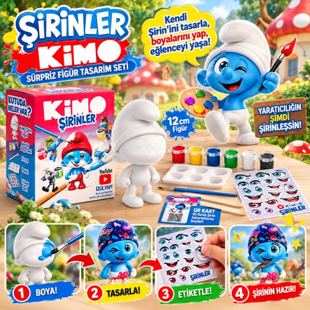 Mey İthalat® Kimo Şirinler Sürpriz Figür Tasarım Seti