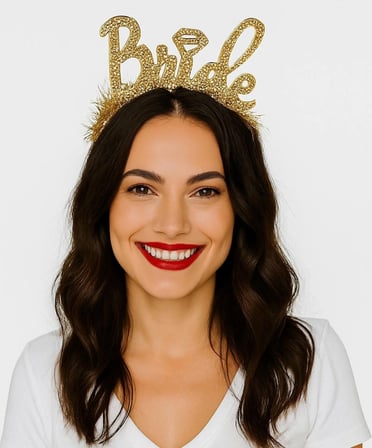 Mey İthalat® Altın Renk Bekarlığa Veda İtalik Yazı Alyanslı Bride Taç