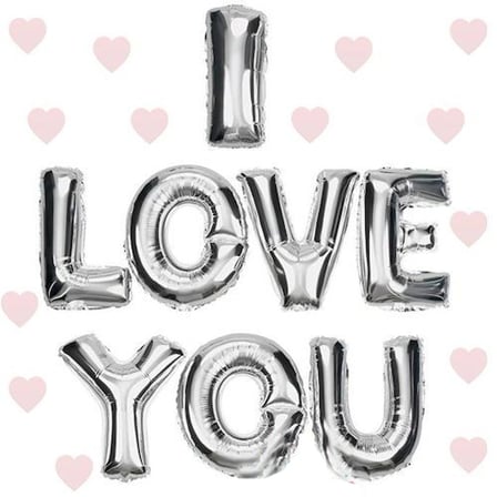 Mey İthalat® I Love You Folyo Balon Gümüş Renk 35 CM