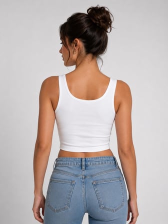 twomeey Kadın Beyaz İnce Askılı Crop Atlet