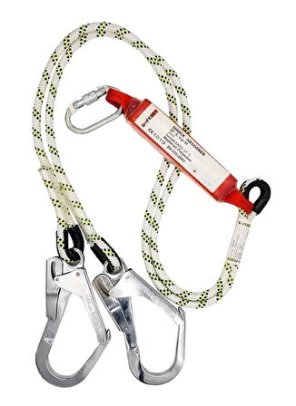 Çift Bacaklı Şok Emicili Lanyard Büyük Kancalı