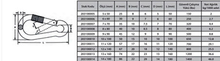 Karabina Vidalı 7 mm ( 5 Adet )