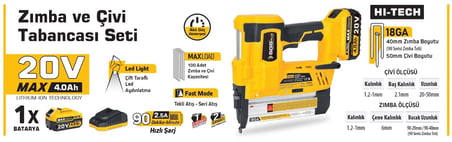 Mey İthalat® Sgs 5165 Akülü Zımba ve Çivi Çakma Tabanca Makinası 20 Volt
