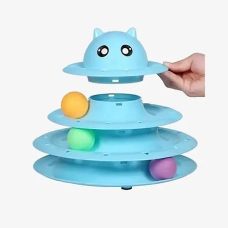 Mey İthalat® PetZoom Kedi Başlıklı 3 Katlı Kedi Oyuncağı
