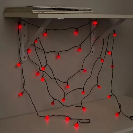 Mey İthalat® 5m 28 LED Mini Top Işık Kırmızı - Fişli, Siyah Kablo