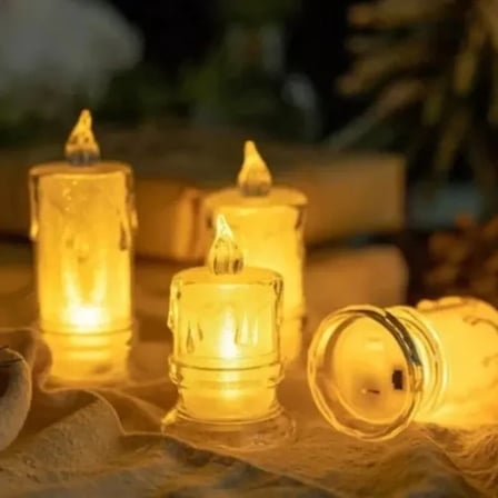 Gerçekçi Titrek Alev Efektli Pilli LED Mum 12'li Paket