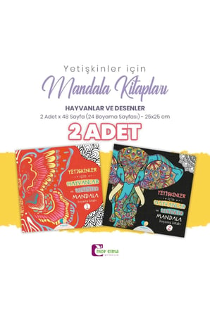 Yetişkinler Için 2 Adet Hayvanlar Ve Desenler Mandala Kitabı