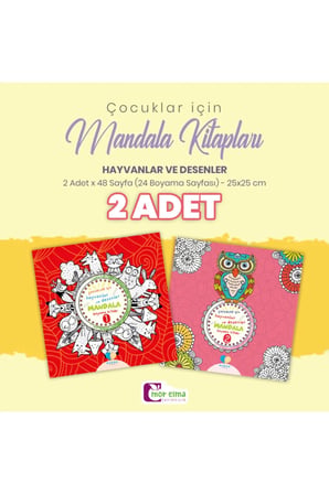 Çocuklar Için 2 Adet Hayvanlar Ve Desenler Mandala Kitabı