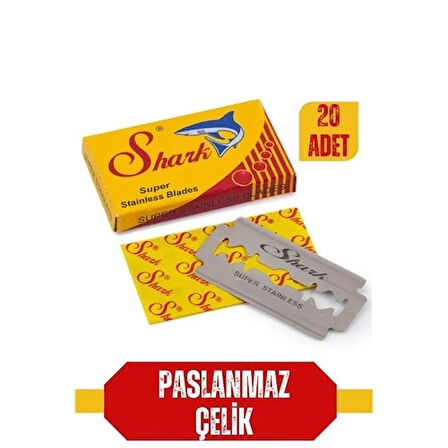 CEYLAN ADAM  Shark 20 Adet Paslanmaz Çelik Tıraş Jileti