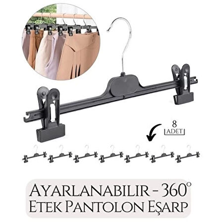 CEYLAN ADAM Etek Pantolon Eşarp Kıskaçlı Askı 8 li SET