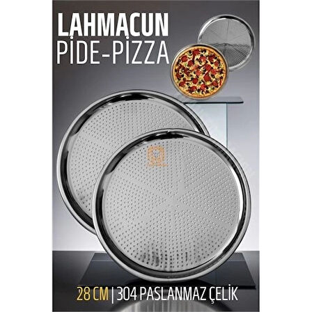 CEYLAN ADAM Lahmacun Pizza Pide Pişirme Tepsisi 28 CM 2 li SET