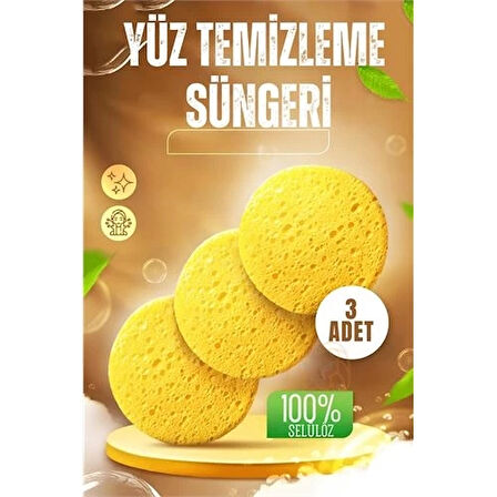 CEYLAN ADAM   Makyaj Temizlik Pedi Cilt Temizlik Süngeri Doğal Selülöz 3 ADET