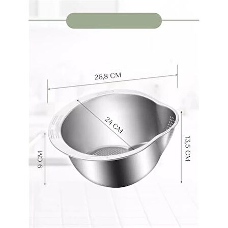 CEYLAN ADAM Inox Süzgeç Pirinç Makarna Salata Süzgeci 304 Paslanmaz Çelik 2 ADET