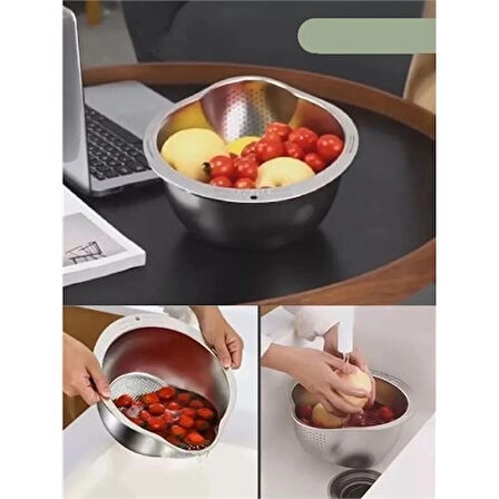 CEYLAN ADAM Inox Süzgeç Pirinç Makarna Salata Süzgeci 304 Paslanmaz Çelik 2 ADET