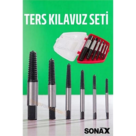 CEYLAN ADAM  Ters Kılavuz 6 lı Set Saf Çelik Kırık Civata Vida Sökücü Kırılmış Vida Civata Sökme Aparatı