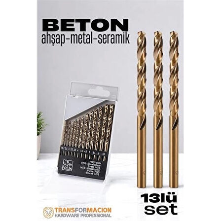 CEYLAN ADAM  Beton Matkap Ucu Seti- Çelik Beton Metal Ahşap Matkap 13 lü SET