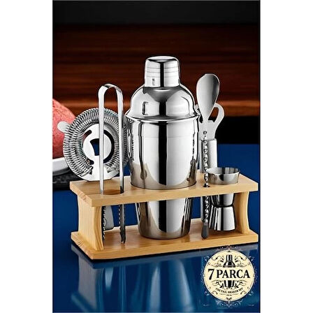 CEYLAN ADAM  Shaker Kokteyl Set - 7 Parça 550 ML Shaker Coctail Set  Bambu Standlı