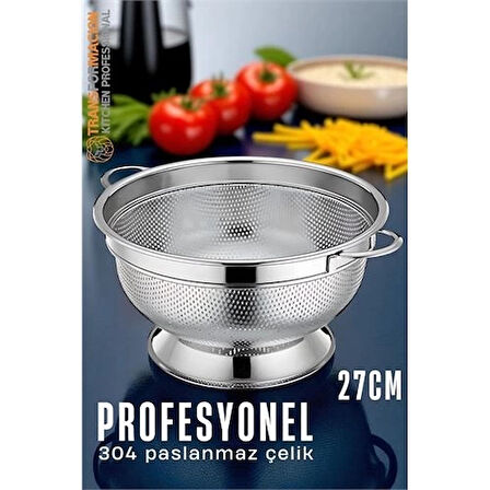 CEYLAN ADAM  Ayaklı Kevgir - 304 Paslanmaz Çelik Profesyonel Ayaklı Süzgeç 27 Cm