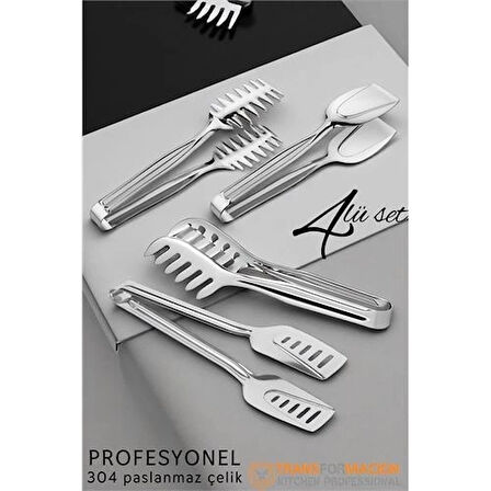 CEYLAN ADAM  Mutfak Maşa Seti - Makarna Pasta Salata Çok Amaçlı Maşa 4 lü SET 304 Paslanmaz Çelik