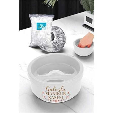 CEYLAN ADAM  Manikür Kabı - 50 Adet Galoşlu Manikür Kasesi - Parmak Yumuşatma Manikür Kasesi