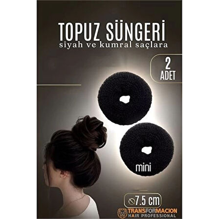 CEYLAN ADAM  SİYAH Mini Saç Topuz Süngeri  2 ADET 7.5 CM Çap 3 cm Kalınlık
