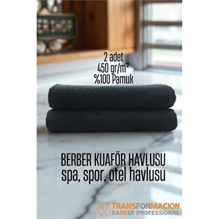 CEYLAN ADAM  Kuaför Berber Havlusu 2 ADET Pamuk Berber Havlusu 50x90 Siyah