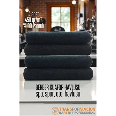 CEYLAN ADAM  Kuaför Berber Havlusu 4 ADET Pamuk Berber Havlusu 50x90 Siyah